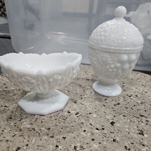 Milk Glass Covered Compote And Candy Or Candle Holder